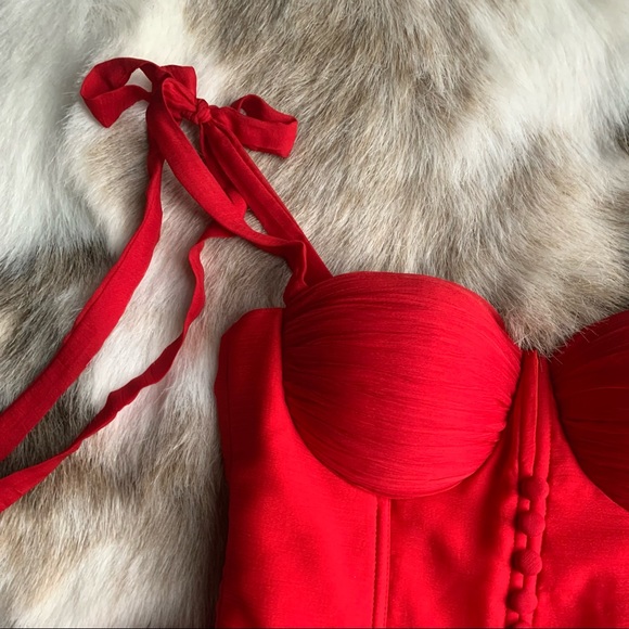 Red ruffled tie strap mini dress - Picture 6 of 10